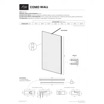 AD Naturalnie Ścianka prysznicowa COMO Wall – czarny / 100 cm / chrom